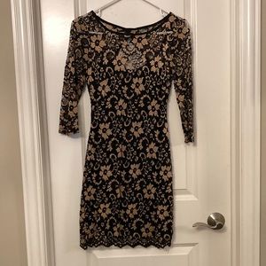 Super Cute Black & Brown Lace Dress